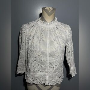 Elegant White Eyelet Blouse for Women